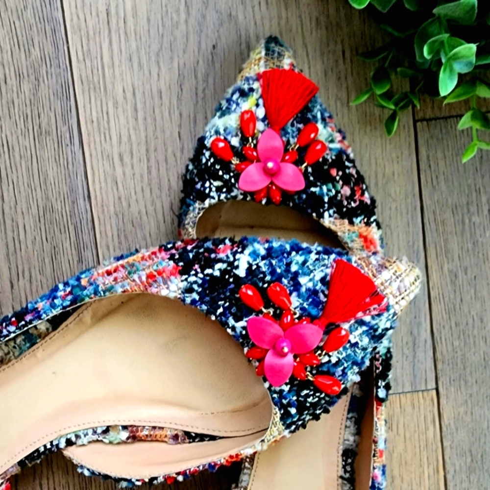 J.Crew Colorful Tweed Pointed Toe Flat